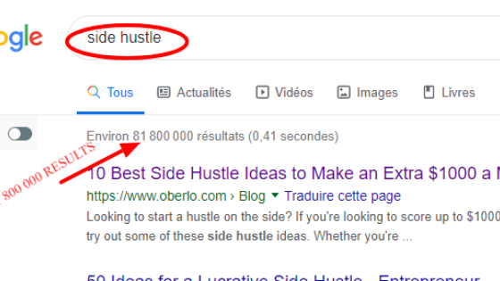 how to find a niche, side hustle
google result