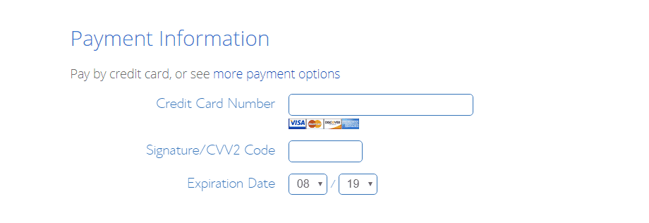 Bluehost payment information