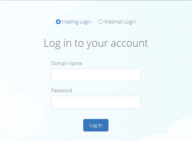 Bluehost log in page