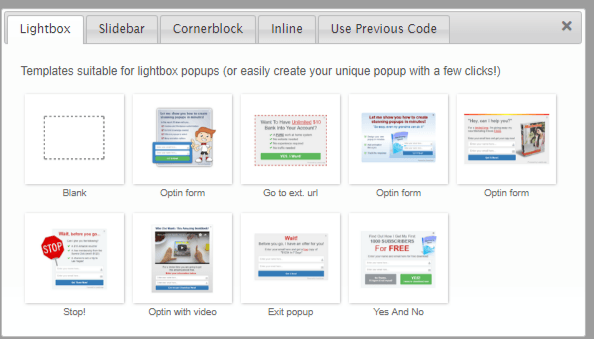 Leadsleap pop-ups templates 