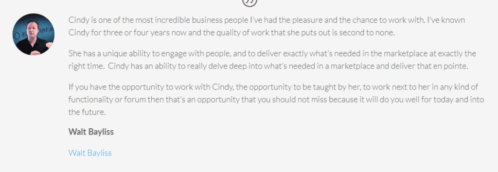 What people say about Cindy Donovan