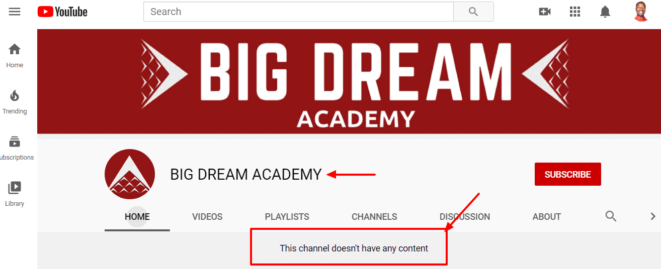 Big Dream Academy review: His YouTube channel doesn't show any content