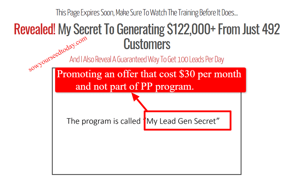 Profit Passport scam: The owner promoti ng My Leads Gen Secret 