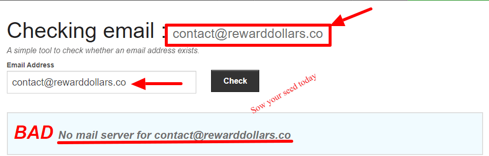Reward Dolars review: they use fake email address