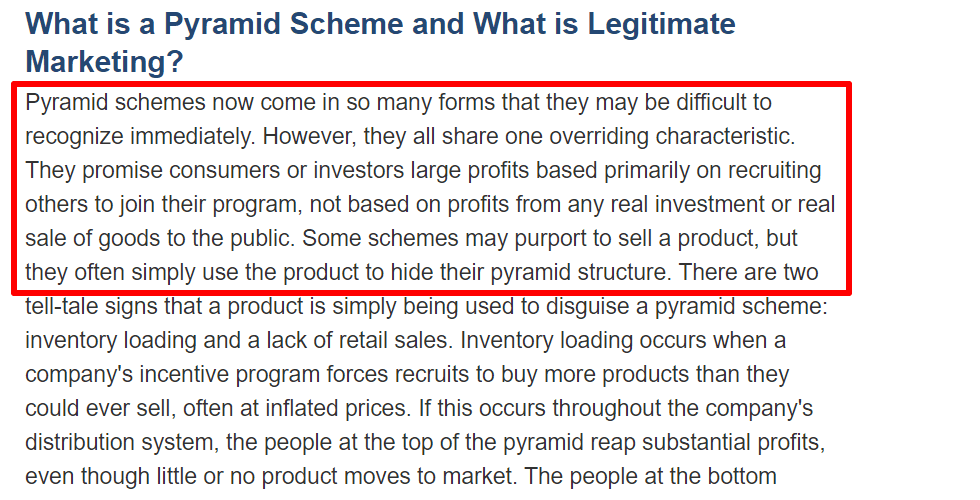 FTC defines what a pyramid scheme is 