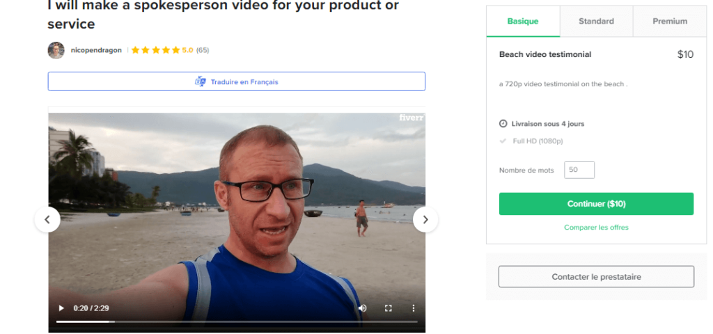 A Fiverr spokesperson male claiming he used the product