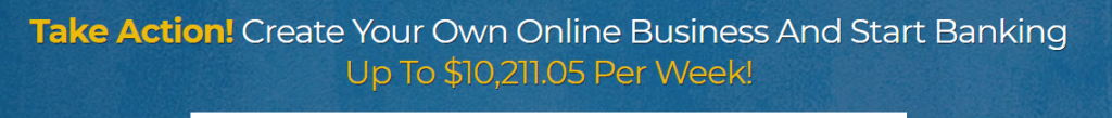 The Auto Ecom Empire sale page claiming members can make up to $10, 211 per week with their eCom business