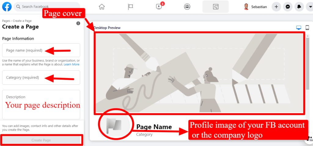 How to generate leads on Facebook for free: create a Facebook Business page