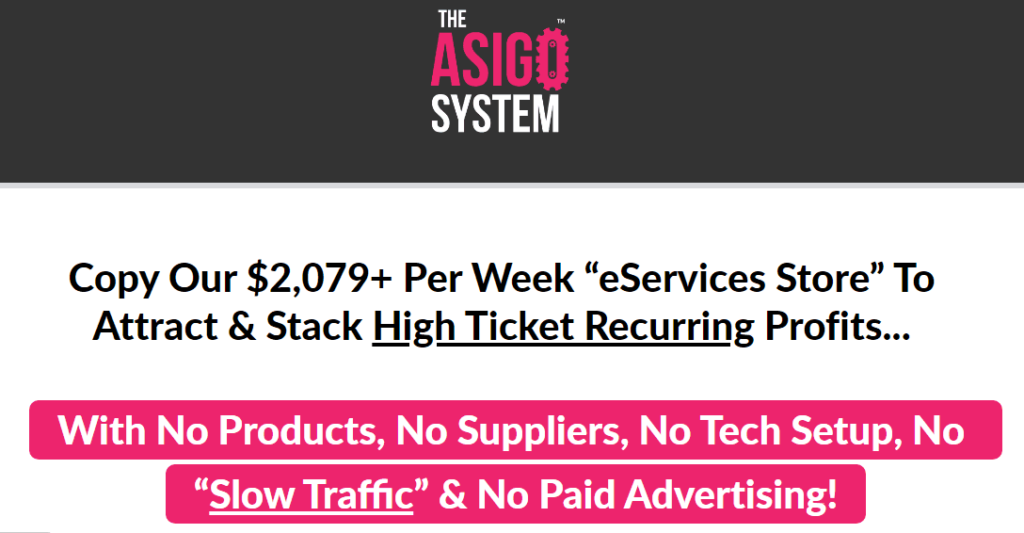 The Asigo eService sale page's claim