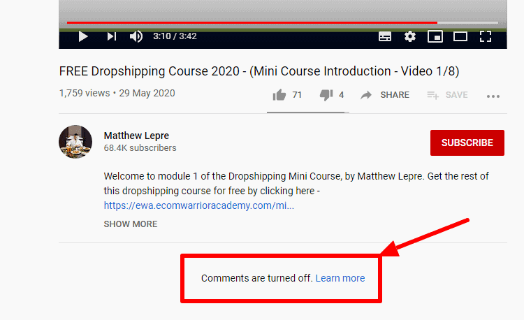 Matthew Lepre's YouTube channel: video turned into off