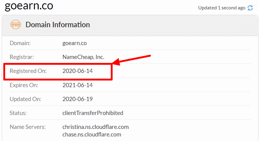 GoEarn.co domain name as been registered on June 2020