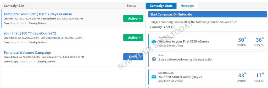 My email campaign report