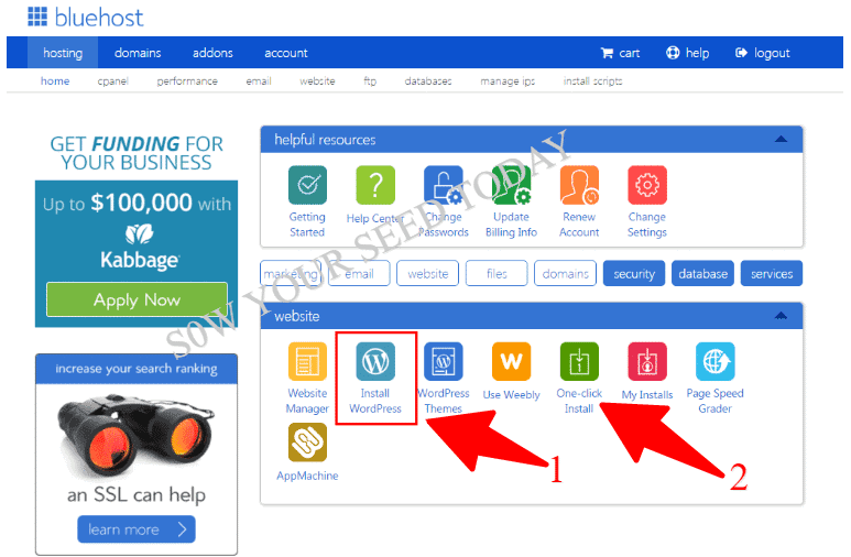 Bluehost control panel 