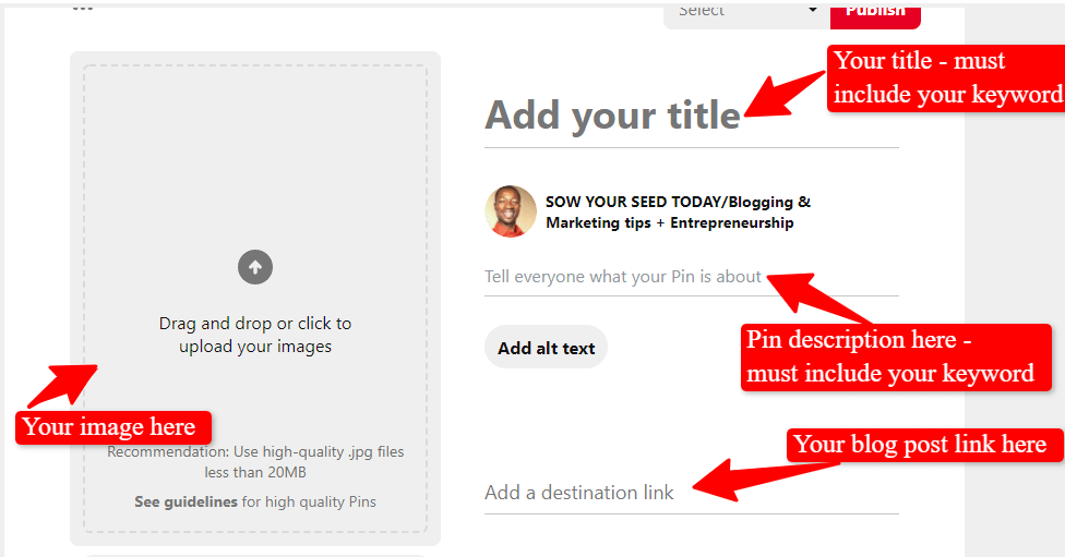 Pinterest marketing guide for beginners -create a pin