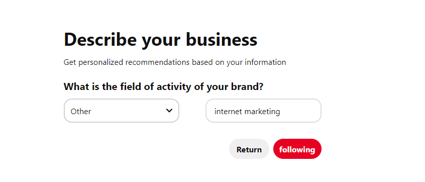 How to create a Pinterest business account - business description