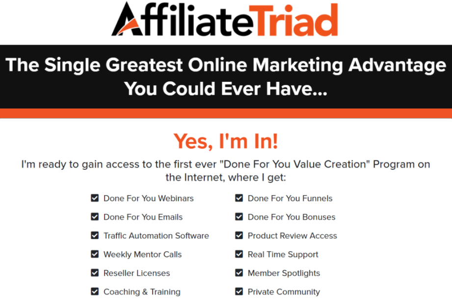 Affiliate Triad review - product features