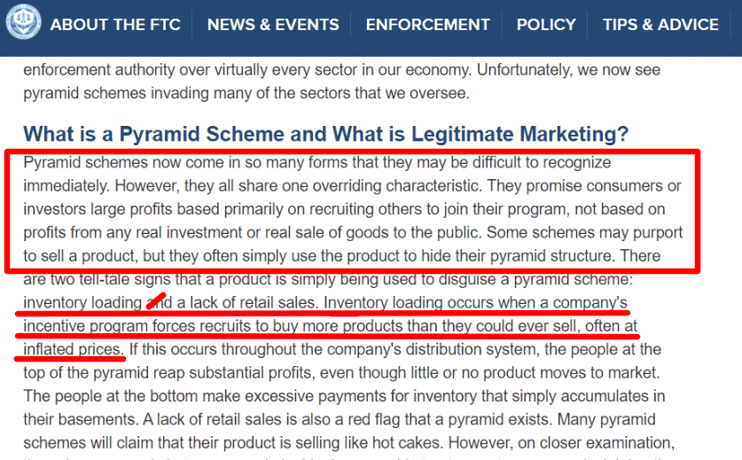 How the FTC defines PYRAMID SCHEME