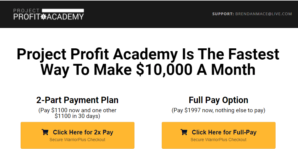 Project Profit Academy review - sale page