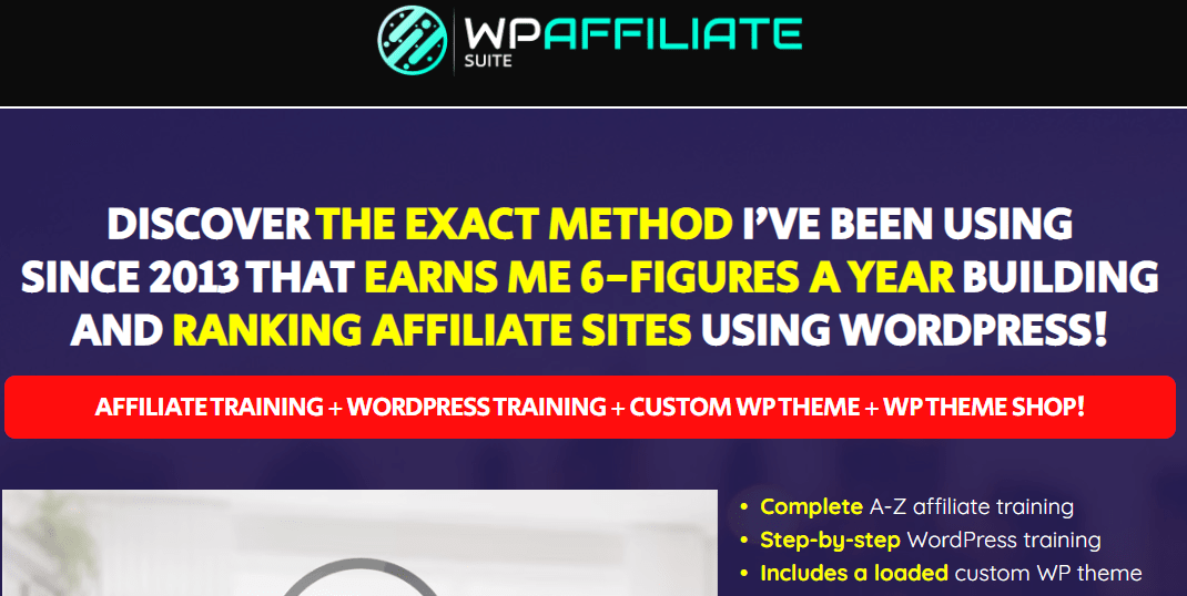 WP Affiliate Suite review - home page