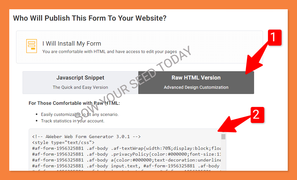 HTML opt-in form code Aweber