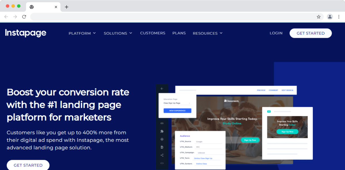 Instapage - best landing page builder for affiliate marketing