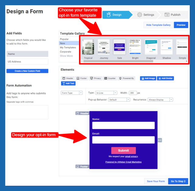 Aweber opt-in form template